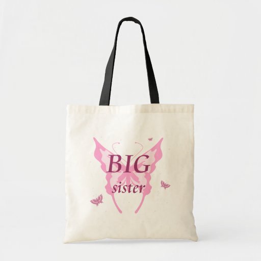 BIG sister pink butterfly girl's canvas tote bag