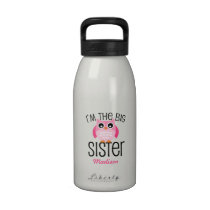Big Sister Pink Owl Personalized Water Bottle