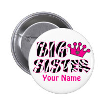 Big Sister Princess Zebra Print Button