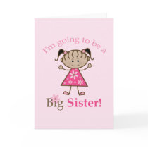 Big Sister To Be Stick Figure Girl Ethnic cards
