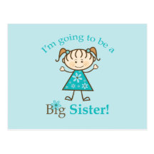 Big Sister To Be Stick Figure Postcard