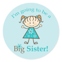 Big Sister To Be Stick Figure Round Sticker