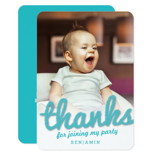 Big Sketch Boy Thank You 1st Birthday Photo Card | Zazzle
