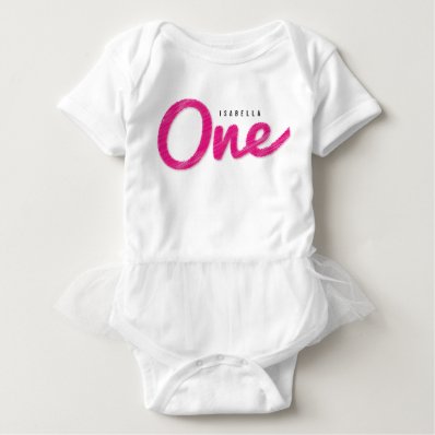 Big Sketch One Pink Baby Girl First Birthday Party Shirts