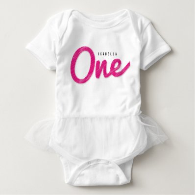 Big Sketch One Pink Baby Girl First Birthday Party T Shirt