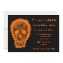 Big Skull Orange 'You are Invited' invitation