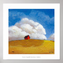 Big sky clouds barn farm house landscape art posters