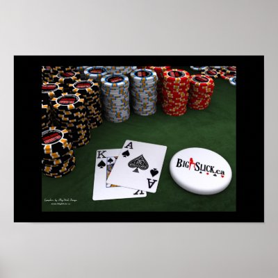 Big Slick - Spades w\BigSlick Dealer Button Print by JBunner