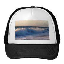 Big splashing waves sunrise Florida beach Mesh Hats