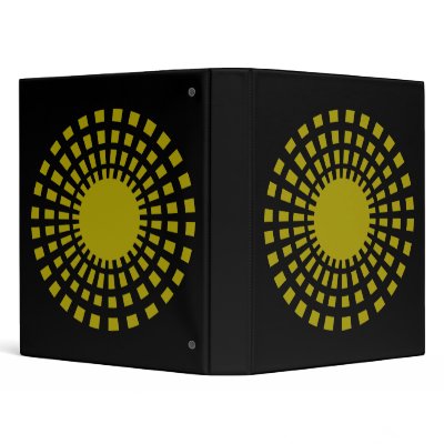Big Sunburst Cutout Pattern On Black Background 3 Ring Binder by birdy27