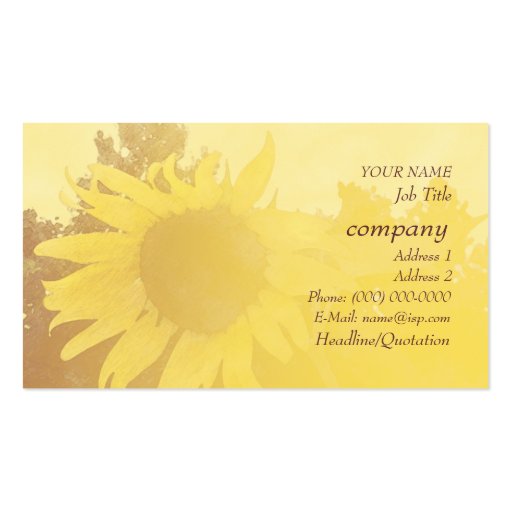 Big Sunflower Profile Card Business Cards (front side)