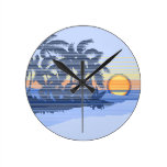 Big Sunset Stripe Hawaiian Wall Clocks