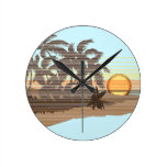 Big Sunset Stripe Hawaiian Wall Clocks