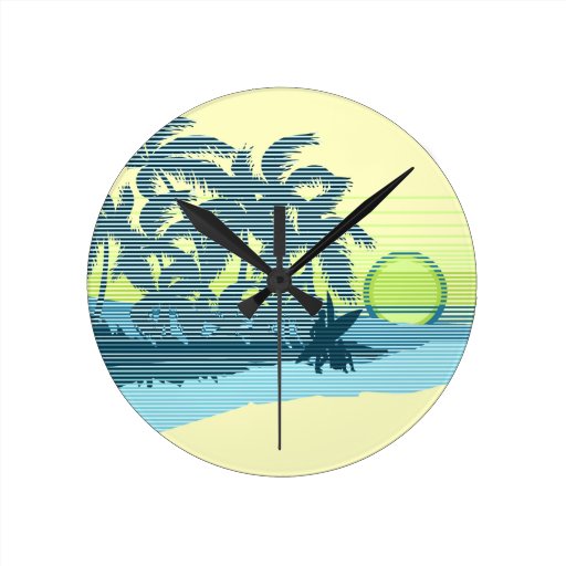 Big Sunset Stripe Hawaiian Wall Clocks