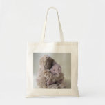 big teddy bear holds little bear budget tote bag