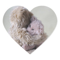 big teddy bear holds little bear heart sticker