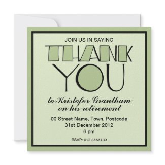 Big Thank You green Retirement Invitation invitation