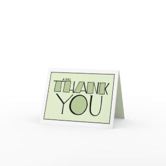 Big Thank You green white Note Card card