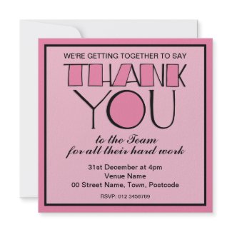 Big Thank You pink Thank You Team Invitation invitation