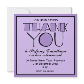 Big Thank You purple Retirement Invitation invitation