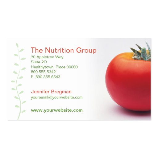 Big Tomato Nutritionist Business Card (front side)
