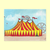 Big Top Circus Tent + ferris wheel art postcard postcards