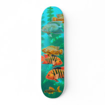 Big Tough Cichlids Skateboard by twopurringcats Big Tough Cichlids Skateboard