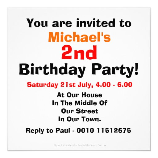 Big Trucks 2nd Birthday Party Personalized Invite