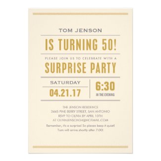 Big Type 50th Birthday Surprise Party Invitations