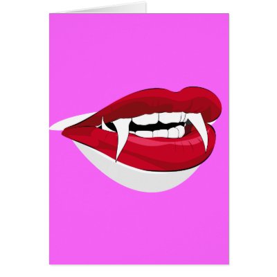 Big Vampire Lips with Fangs Greeting Card by BUSHWICK