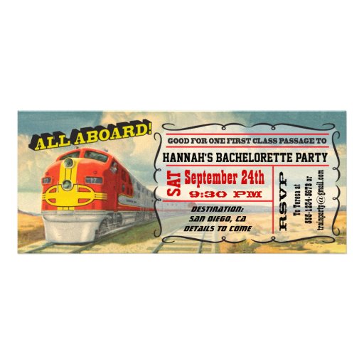 BIG Vintage Train Ticket Bachelorette Party Personalized Announcement