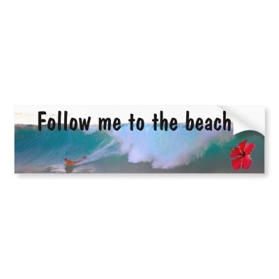 Big Wave Beach Day Bumper Stickers by Rebecca_Reeder