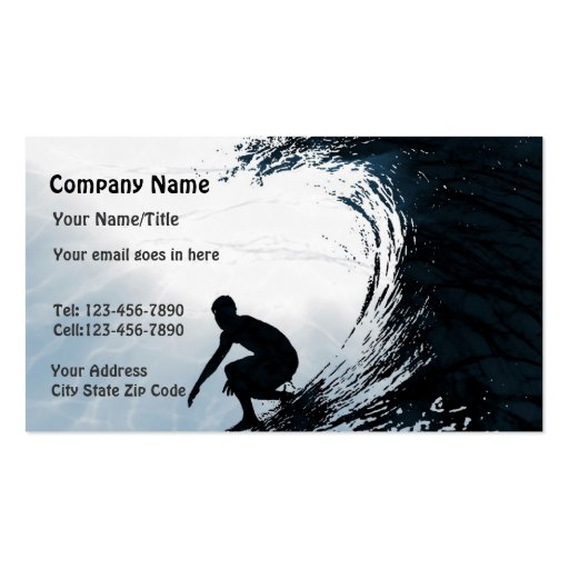 Big Wave Surfer Business Card Template (front side)