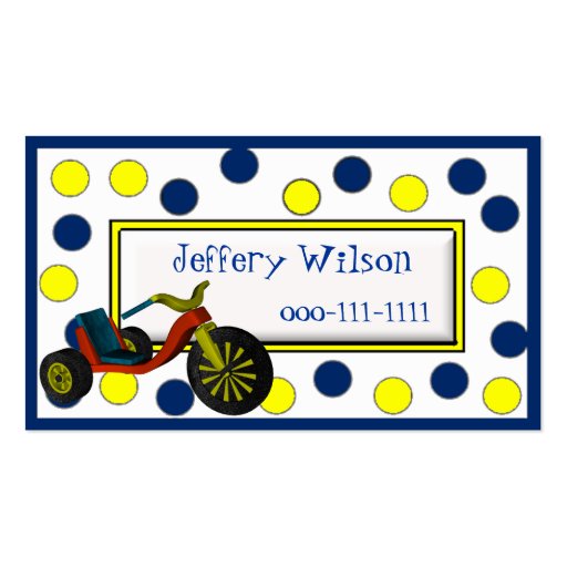 Big Wheel Childrens Calling Card Business Card Template (front side)