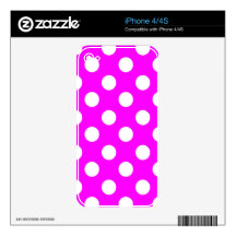 Big White Polka Dots on Fuchsia Pink iPhone 4 Skin