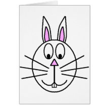 Big White Rabbit cartoon drawing Card
