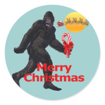 Bigfoot Christmas Round Sticker