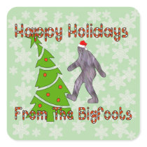 Bigfoot Christmas Square Sticker