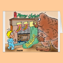 Bigfoot Christmas Stocking Greeting Card cards