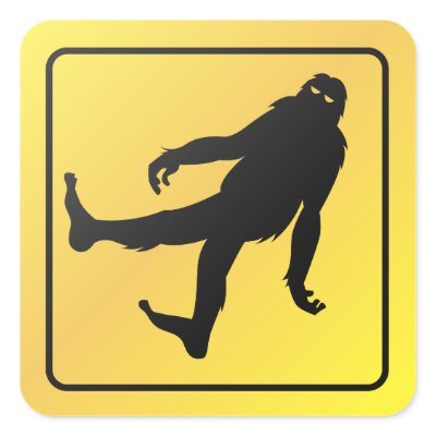 Bigfoot Crossing Square Sticker by jeff_art