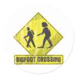 Bigfoot Crossing Round Stickers