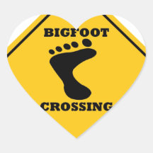 Bigfoot Crossing Street Sign Heart Sticker