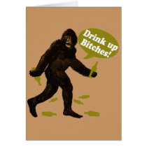 Bigfoot Drink Up Bitches Party Cards