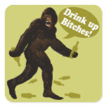 Bigfoot Drink Up Bitches Party Square Stickers