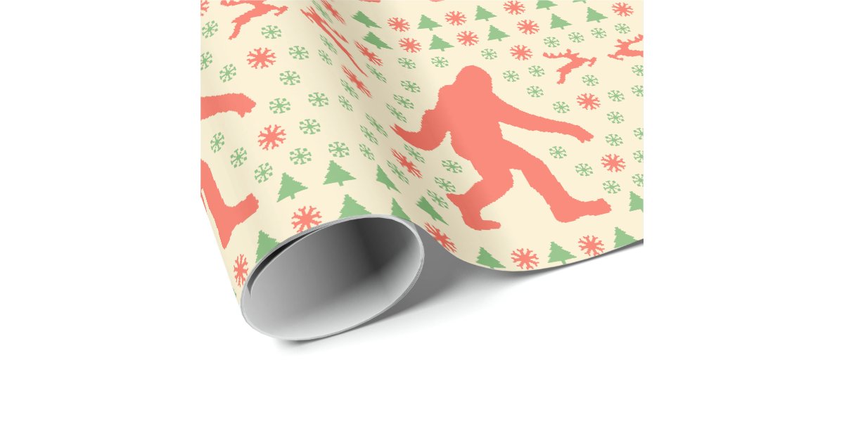 Bigfoot Holiday Sweater Tees Wrapping Paper Zazzle