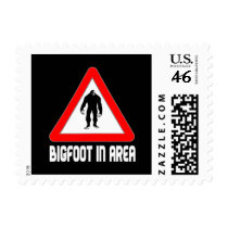 Bigfoot in Area Warning Sign Stamps