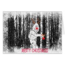 Bigfoot in the Forest Christmas Card cards