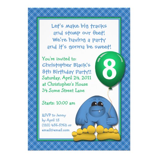 Bigfoot Kids Birthday Party Invitation