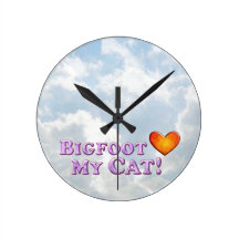 Bigfoot Loves My Cat - Basic Wall Clocks