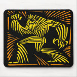 Bigfoot Mousepad Woodcut Graphic - Yellow &amp; Orange